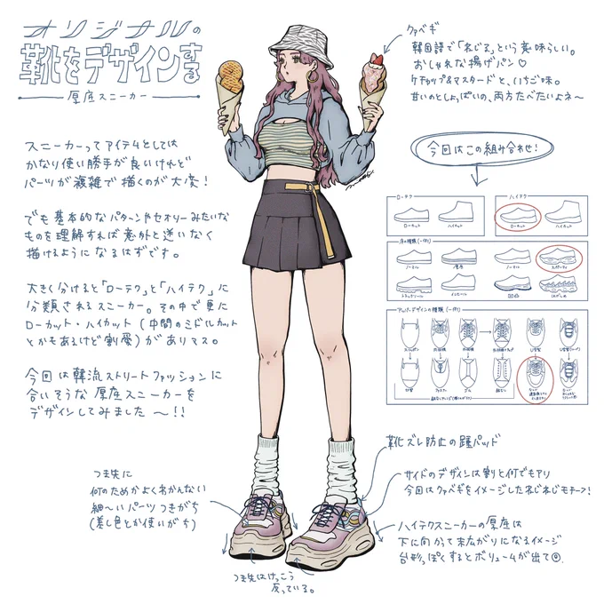 スニーカーを描く時のチートシートを作ってみました🤔
底やデザインのバリエーションはもっとあるけど、超代表的なのはこんな感じかな…👟
#靴の描き方tips 