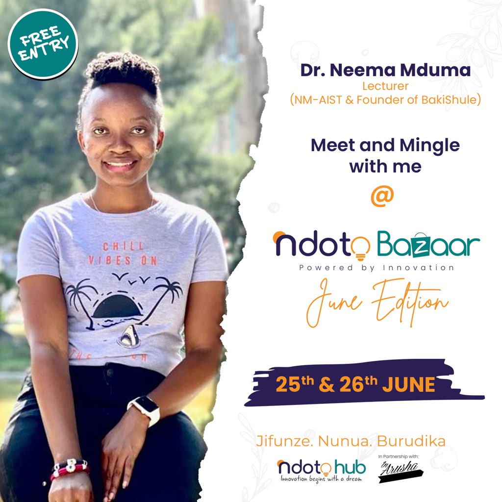 I will be attending the #NdotoBazaar this coming weekend which is proudly brought to you by @ndotohub & In Arusha. Let’s meet and mingle as we shop, network, eat, drink, relax, refresh and recharge. 
#tukutanearusha #NdotoBazaar #AnzaNaNdoto #freeentry #Supportwomenentrepreneurs