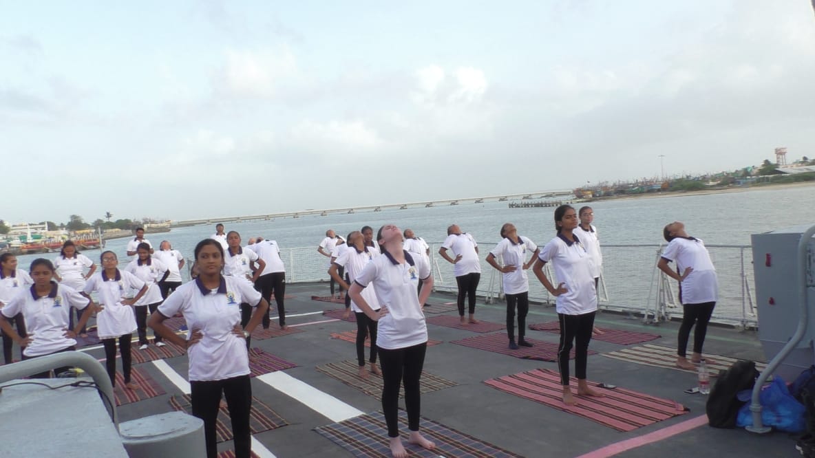 Yoga Onboard Khukri Museum at Diu.
#INSKhukri
#InternationalDayofYoga #yogaday2022