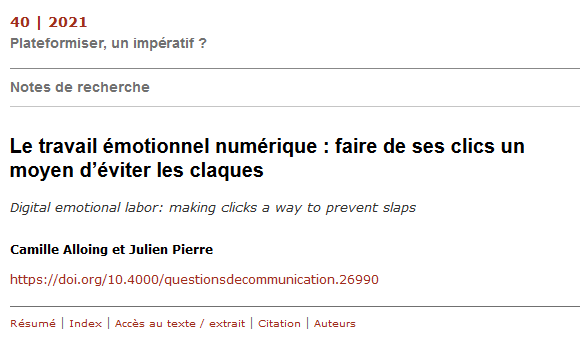 artxtra's tweet photo. Dans le dernier n° de la revue #QuestionsDeCommunication, on parle avec @caddereputation du travail émotionnel numérique chez les #CommunityManagers https://t.co/mNiko4FTaG https://t.co/wkUwsVArPq