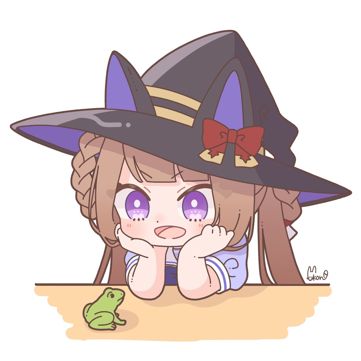 sweep tosho (umamusume) 1girl hat brown hair solo animal ears purple eyes witch hat  illustration images