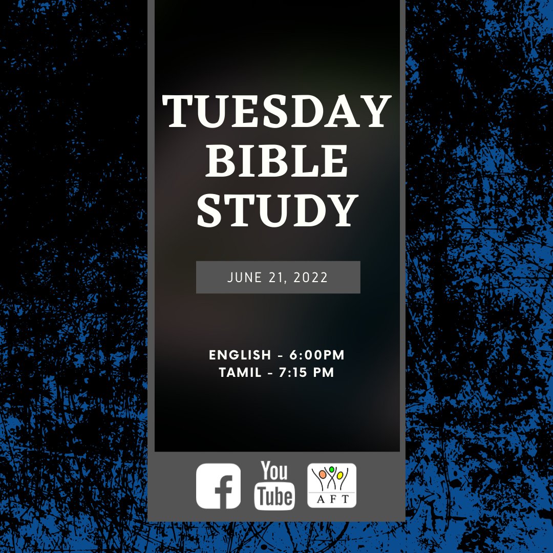 sampchelladurai's tweet photo. We invite you to join our Tuesday Evening Bible Study. You can also watch the broadcast online at https://t.co/MadyK7GOIc
#revsam #aftchurch https://t.co/GSNiUHgcvG