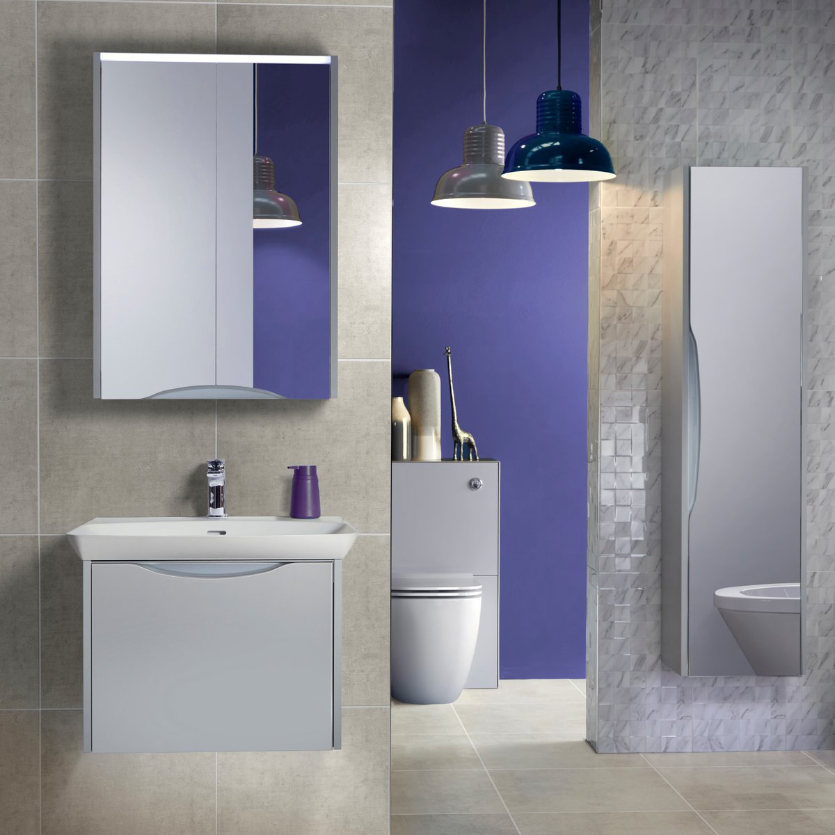 UtopiaBathrooms's tweet photo. Pantone's Colour of the Year for 2022 is the striking Very Peri. Our Powder Grey Gloss doors and matt white basin makes Lustre the ideal partner for bold paint finishes. https://t.co/5aNKqVaKGV