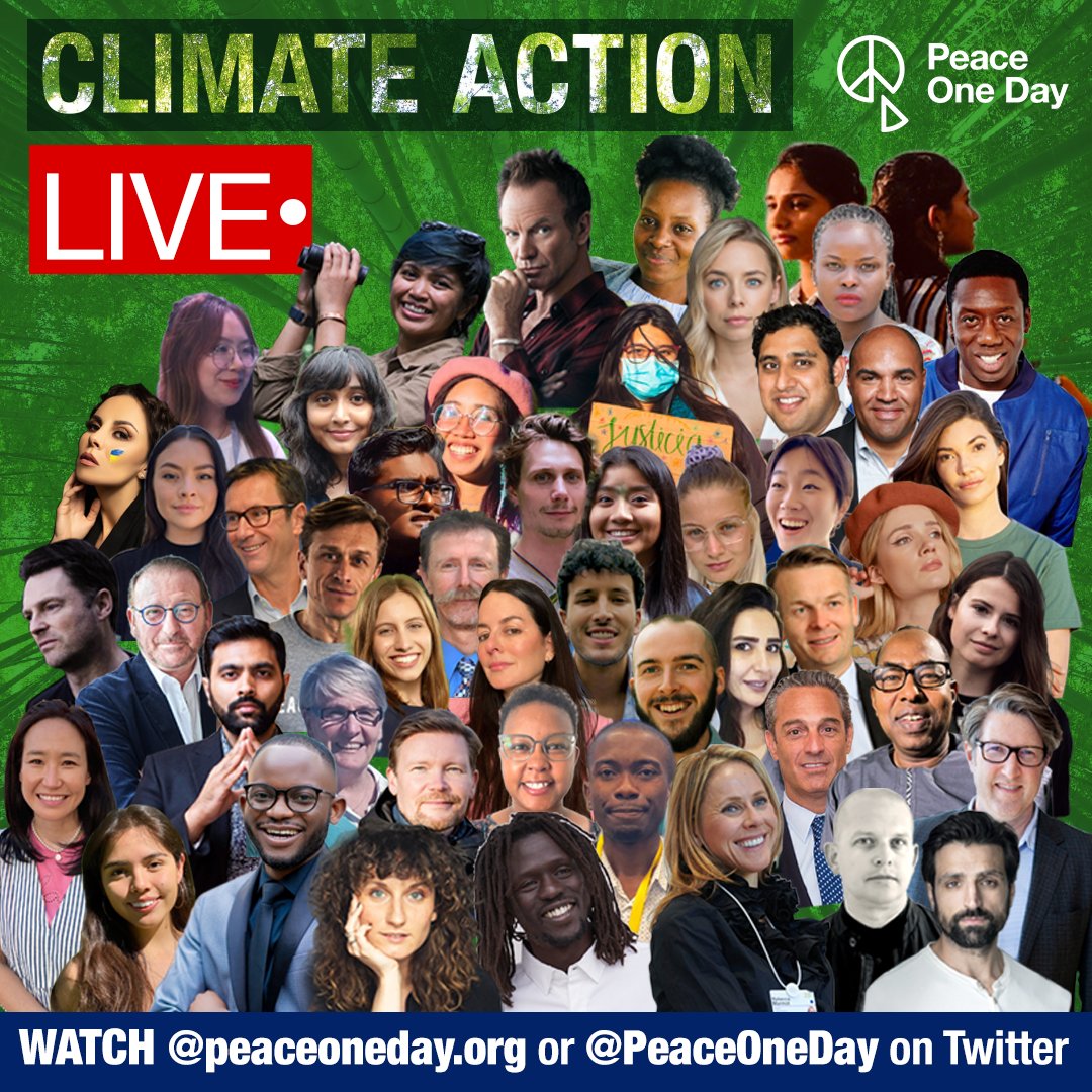 PeaceOneDay's tweet image. It’s time! Tune in right now to watch Climate Action Live on peaceoneday.org or on Twitter @peaceoneday. We cannot wait for you to see what we have in store!