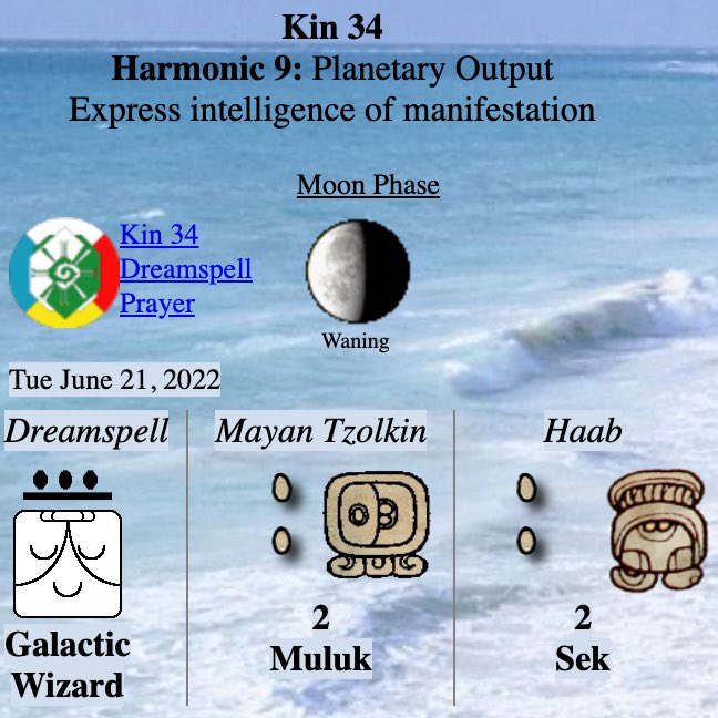 Tex369X's tweet photo. Tuesday 6.21.2022 - #Kin34 
Long Count 0.0.9.11.9
moon:12 day:23

#WHITEGALACTICWIZARD

I harmonize in order to enchant
Modeling receptivity
I seal the output of timelessness
With the galactic tone of integrity
I am guided by the power of endlessness https://t.co/GZsTTgdZPD