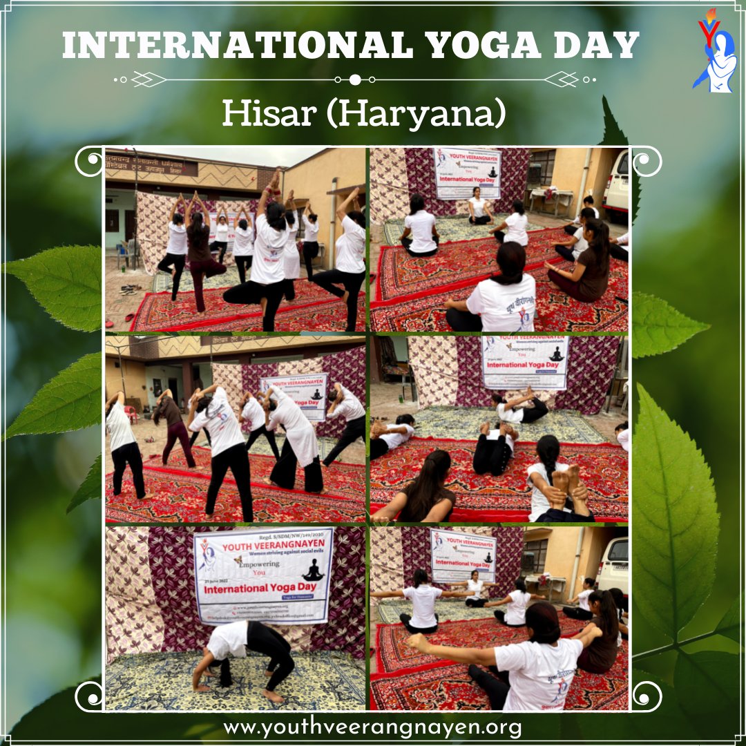 Yveerangnayen's tweet photo. An aasan a day keeps the illness away. Live a long and healthy life by practising yoga!
#YouthVeerangnayen Hisar (Haryana) celebrated #YogaDay by telling the benefits of different Aasana.
#YogaForHumanity
#yogaday2022
#InternationalDayofYoga 
#YogaWithYouthVeerangnayen https://t.co/1PDWMTfpVQ