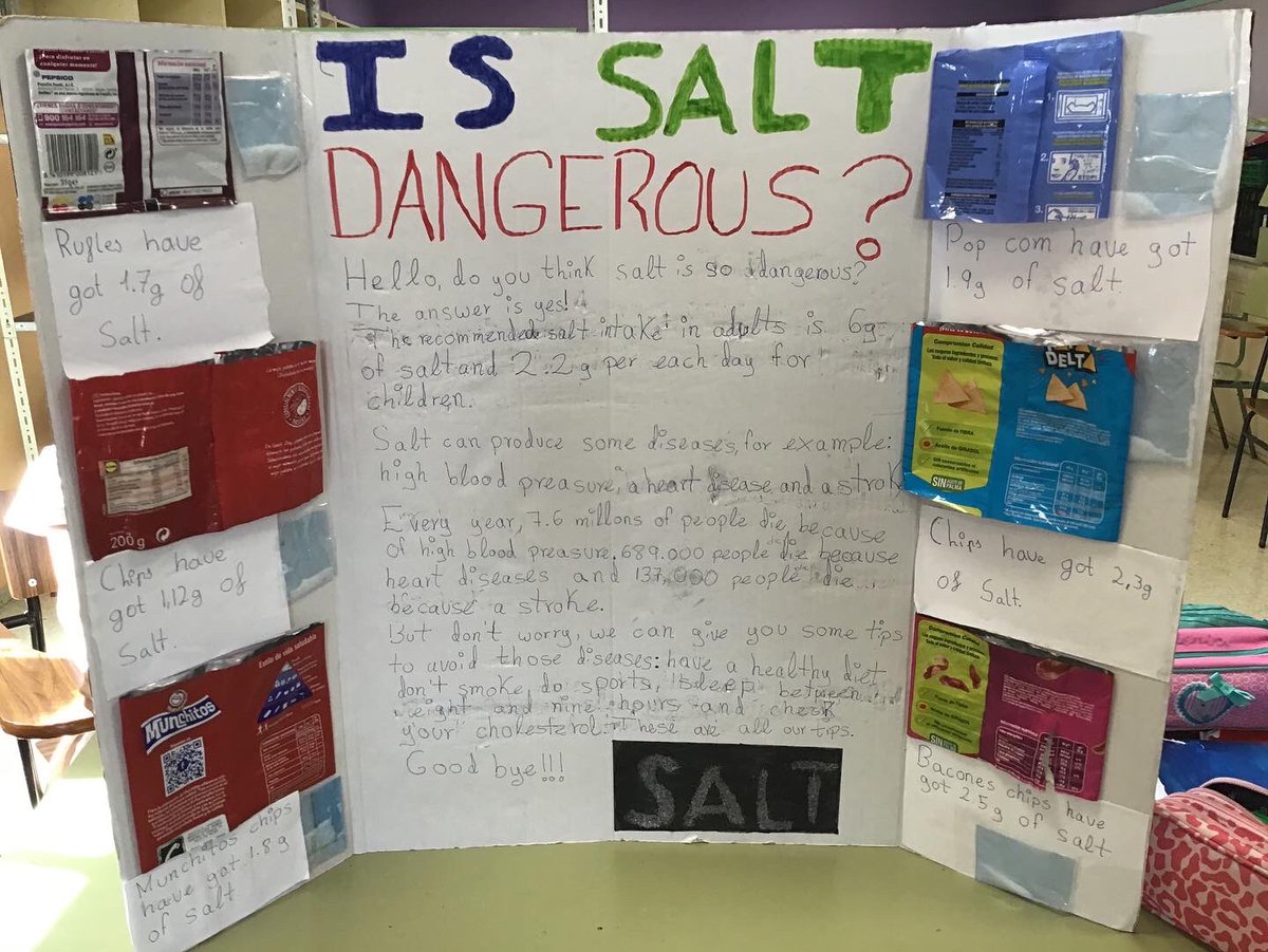 CeipEsteban's tweet photo. Our fifth grade doctors are back with a project! They have been researching the negative effects of salt, sugar and fat on our bodies. They discovered the recommended daily amount intake, the diseases caused by their excess and healthy habits to avoid them. Have a healthy life! https://t.co/8GGWa5ptiD
