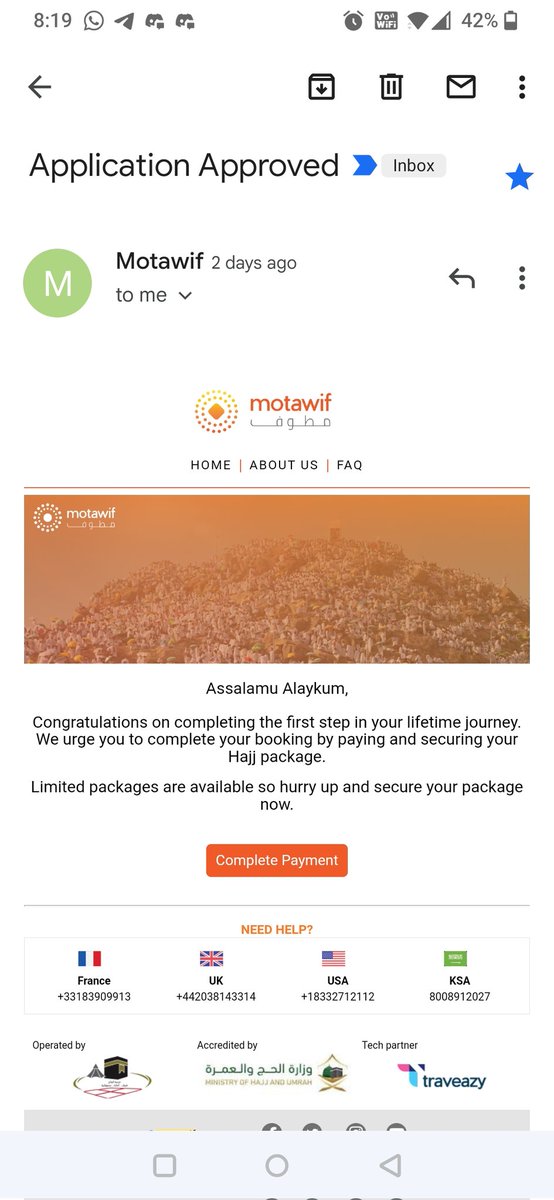 mohammedali83's tweet photo. @teaa_est @Motawif_SA Hello my ticket # is 20220611111829

I was approved but when I click complete payment. It takes me to a screen where it shows my profile is under review! Please fix it. I have not received any update! I have been waiting since you said I won the lottery! https://t.co/tDs5c2hIsn
