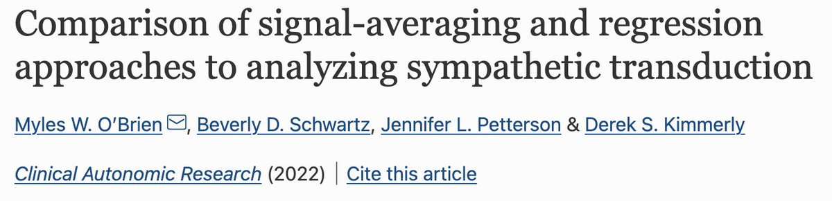 Myles_OBrien20's tweet photo. Check out our @ClinAutonRes paper comparing methods of calculating sympathetic transduction (MSNA to BP responses)! The two most common methods ≠ the same values. @DalHealth @Jen_Petterson @Bevvyschwartz @dalkinesiology https://t.co/TcdJu6qLWn https://t.co/2PBpivpITV