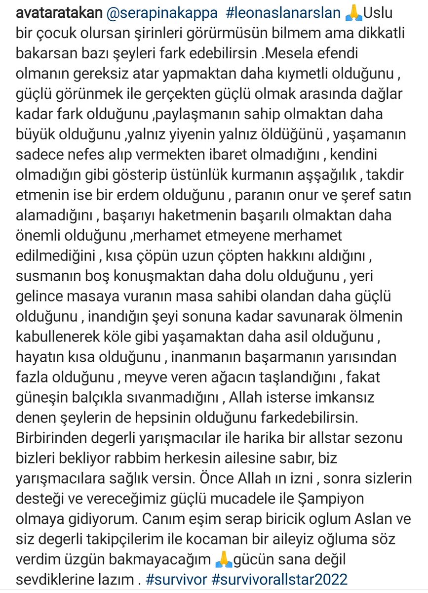 _cloveer's tweet photo. Atakan gitmedn önce yazdığı bu yazı ilk okuduğumda da çok etkilemişti Tekrar okuyunca çok daha anlamlı geldi. Survivor'da yaşanan tüm olayları resmen özetlemiş. Özellikle "Yeri gelince masaya vuranın masa sahibi olandan daha güçlü olduğu" kısmı çok manidar.. Çok güçlüsün AVATAR https://t.co/xSAByn645R