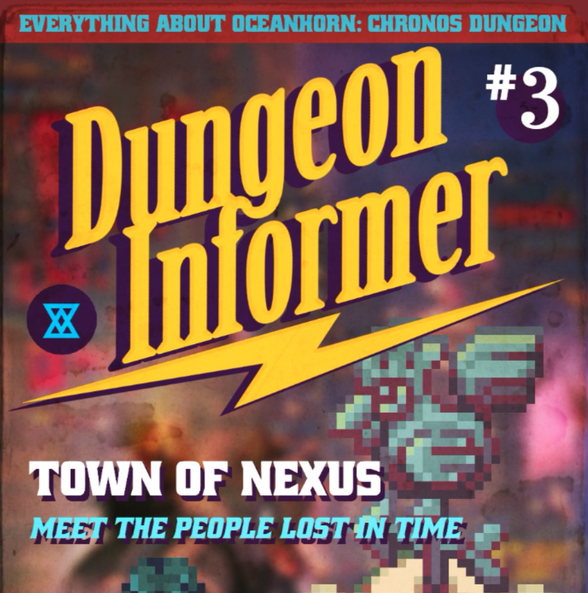 cornfox's tweet photo. The final (for now) issue of Dungeon Informer is out! Learn about Legendary Weapons and hidden treasures to collect in #ChronosDungeon! https://t.co/AeRvg7dOmL https://t.co/FK7Wp0eyVe