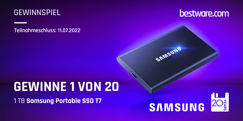 🍀 #Gewinnspiel 🍀⁣
⁣
Wir feiern 20 Jahre <a href="/schenker_tech/">Schenker Technologies</a> und verlosen zum Jubiläum 20x 1 TB Samsung Portable SSD T7! Jede durchgeführte Aktion erhöht Deine Gewinnchance.⁣
⁣
🎁 Jetzt teilnehmen: ⁣bit.ly/3ObM03c
⁣
Wir wünschen viel Glück!
⁣
#bestware #samsung