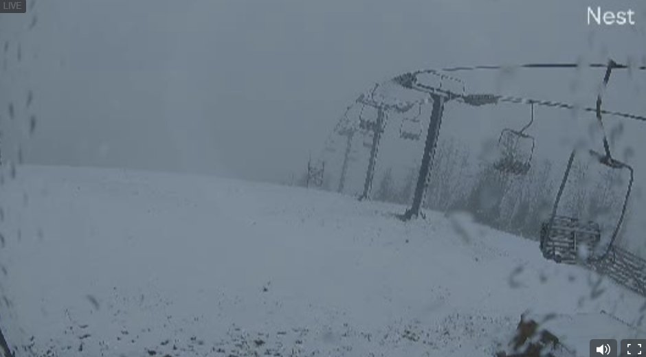 Porphyry Peak is waking up to some light snow accumulations this morning (Tuesday, June 21st) thanks to the latest storm to impact the Northern Rockies. Image courtesy of Showdown.  #mtwx