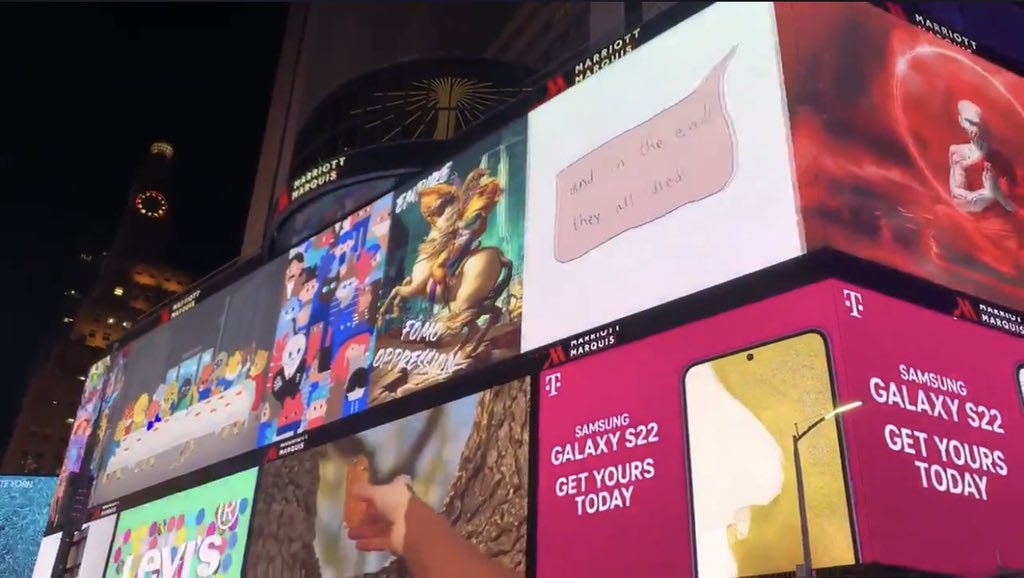 isboredagain's tweet photo. NYC is bored again, damn it❤️‍🔥❤️‍🔥❤️‍🔥

(First footage from yesterday at Times Square for NFT NYC! Thank u sm @mentalist420 and @vizmesh!) https://t.co/x4sAtzCuKF