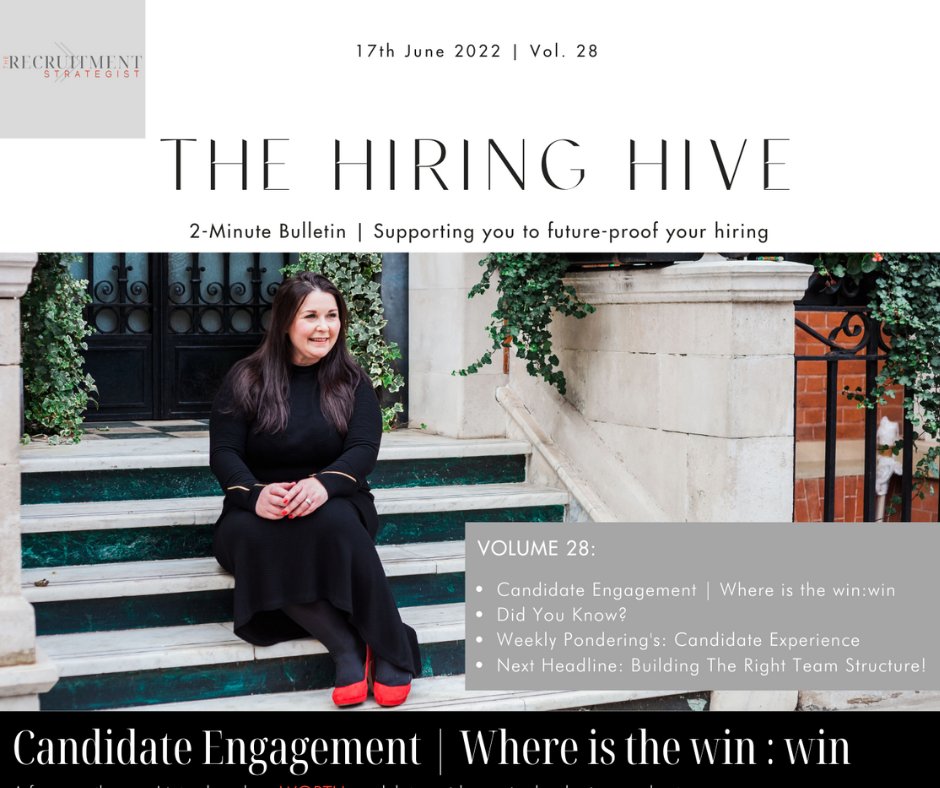 taraobrien's tweet photo. Did you get last weeks issue of 'The Hiring Hive'?  

It talked all about: Candidate Engagement, considering the win:win for both the business and also the candidate.

If you didn't get yours you can download it instantly here: https://t.co/ag4reJXe4n https://t.co/aMyLwX82Bf