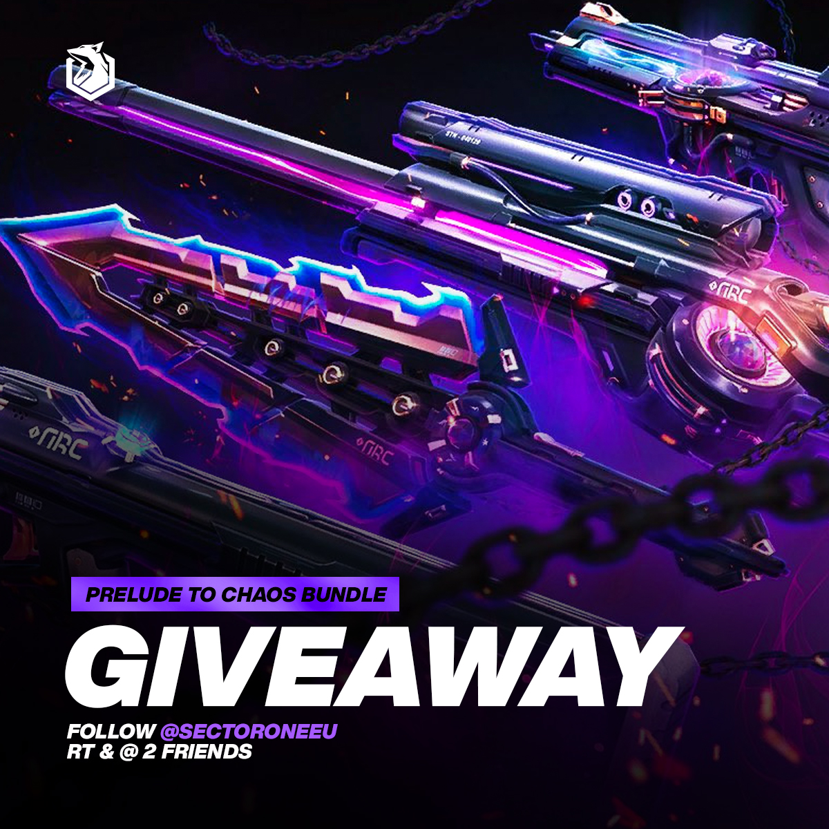 SectorOneEU's tweet image. #Giveaway 🎁

To celebrate the announcement of our #S1WINGS team, we are giving away one &quot;Prelude to Chaos&quot; bundle (8700VP)  👊

How to enter?

• Follow @SectorOneEU
• Retweet this 
• Tag 2 friends

Draw on the 01/07, GL everyone! 🍀