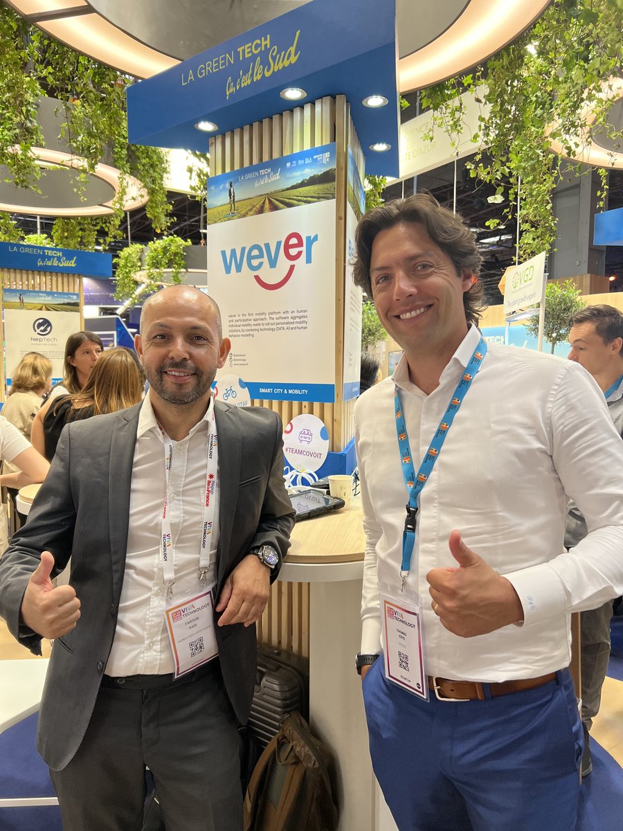 weverapp's tweet photo. 🚀 @VivaTech c'est fini ! Merci à @MaRegionSud d'avoir permis à @weverapp d'exposer sa plateforme de mobilité participative et son #IA comportementale. 

Merci également à nos clients, nos partenaires et à tous ceux qui sont venus nous rencontrer.🙏

RDV l'année prochaine.👋 https://t.co/qkE8SsmFOv
