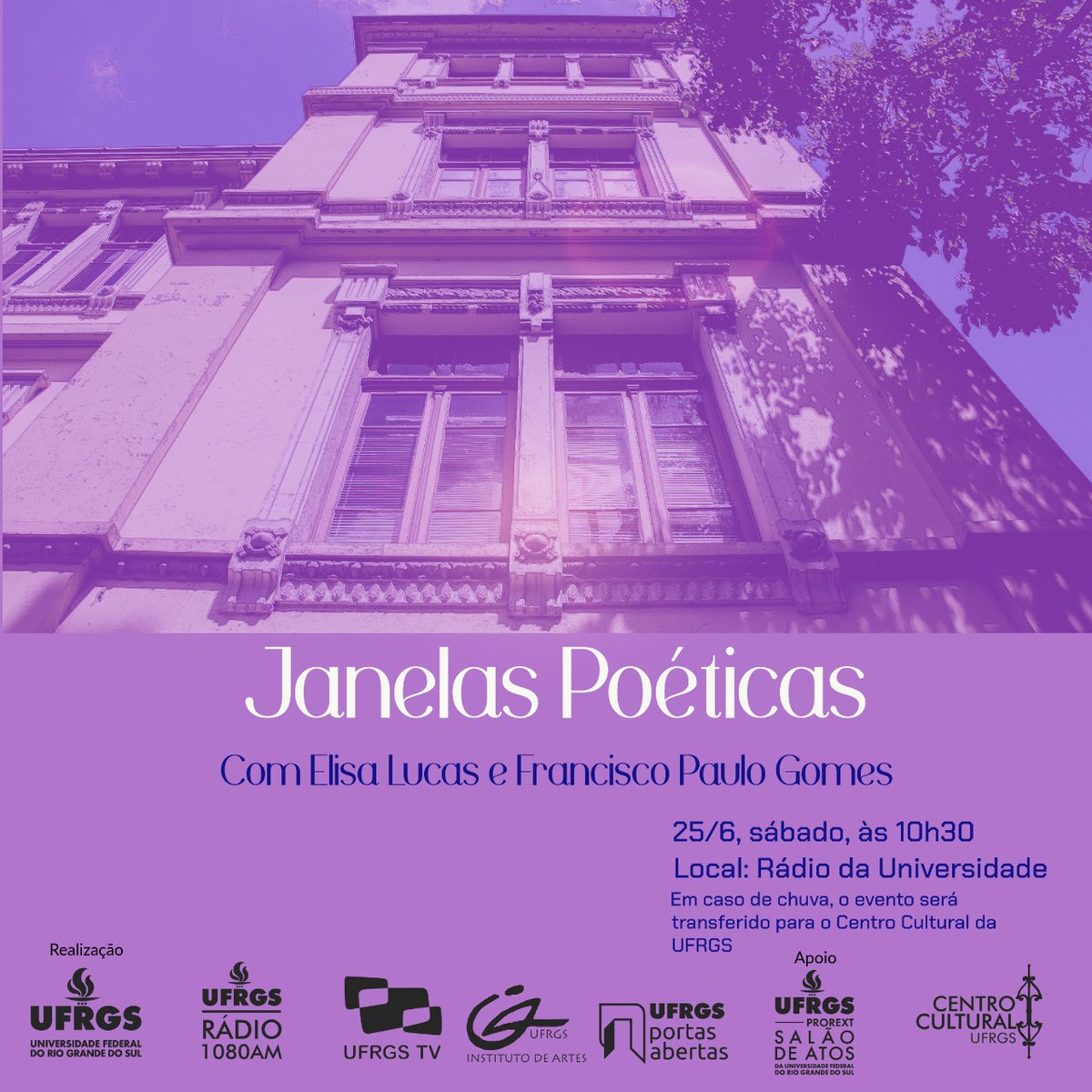 Vamos abrir janelas para a poesia e a sensibilidade? 📚

A Rádio da Universidade está na programação do UFRGS Portas Abertas! Em destaque, leituras de textos de Adélia Prado e Sophia de Mello Breyner Andresen, autoras que estão na lista de leituras obrigatórias do Vestibular 2023