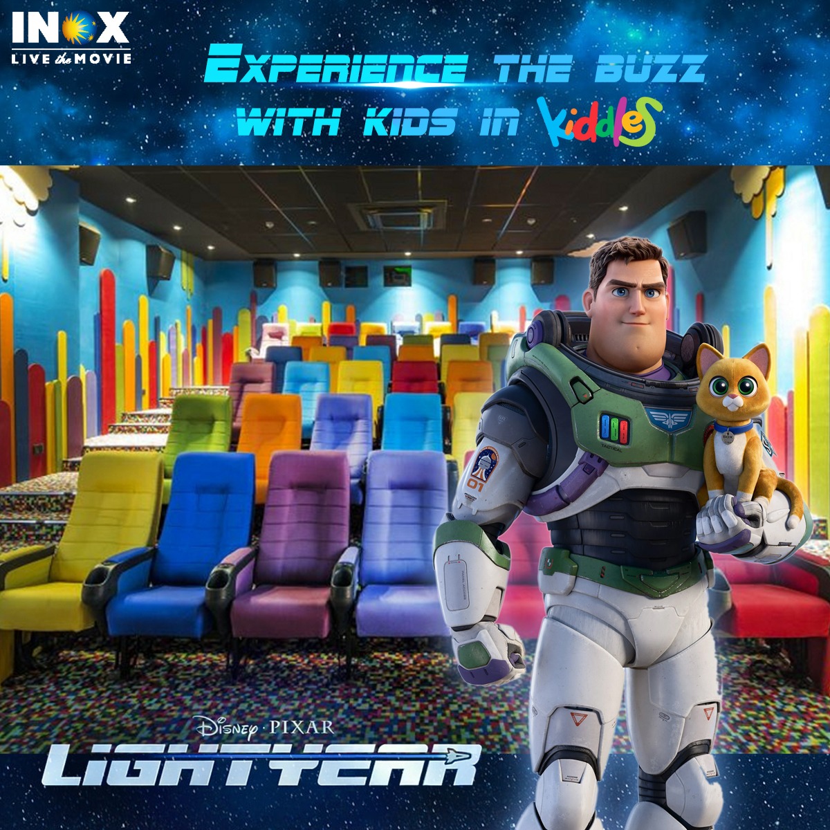 INOXMovies's tweet photo. Witness the exciting & heartwarming origin story & also a crowd-pleasing blast movie with your younger siblings or kids in #Kiddles only at #INOX!
@disney & @pixar's #Lightyear is playing at your nearest INOX!
Book tickets now!
@PixarsLightyear #INOXKiddles #LiveTheMovie https://t.co/7BisK2aCza