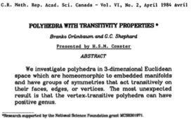 sl2mat's tweet photo. @bruyle1 @jamestanton @KatherinePaur See also figure 1 in an earlier paper: Grünbaum, Branko; Shephard, Geoffrey Colin. Polyhedra with transitivity properties. C. R. Math. Rep. Acad. Sci. Canada, vol 6, no 2, 1984. https://t.co/Qn0LwXIpFr