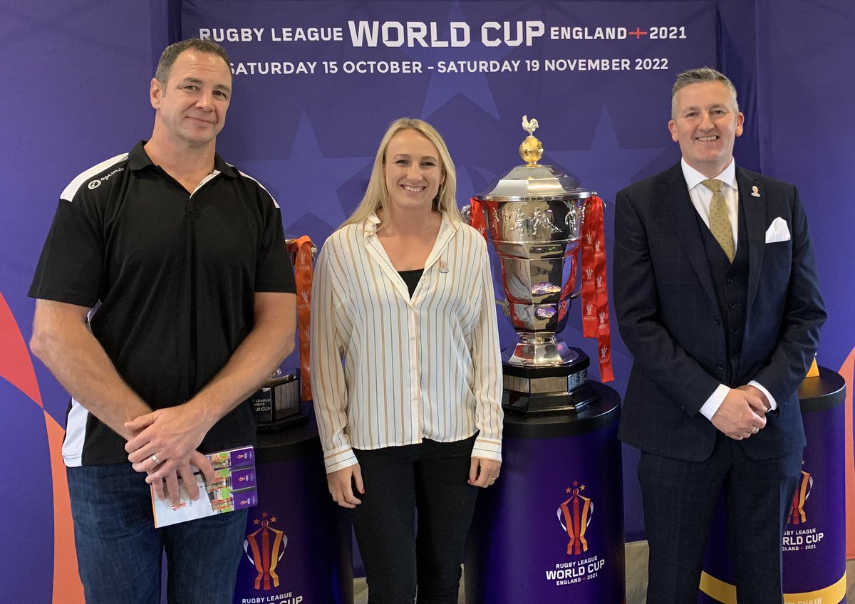 emmo99's tweet photo. Thanks to @RLWC2021 for the invitation to MC the Host Impact Day at @WarringtonRLFC stadium. 

A brilliant event to showcase the sport and really whet the appetite for the competition. 

A special thanks to @Jodie_cunny and Adrian Morley &amp; also @En2endLtd for all their help. 👏🏆 https://t.co/DhQCPpIGfw