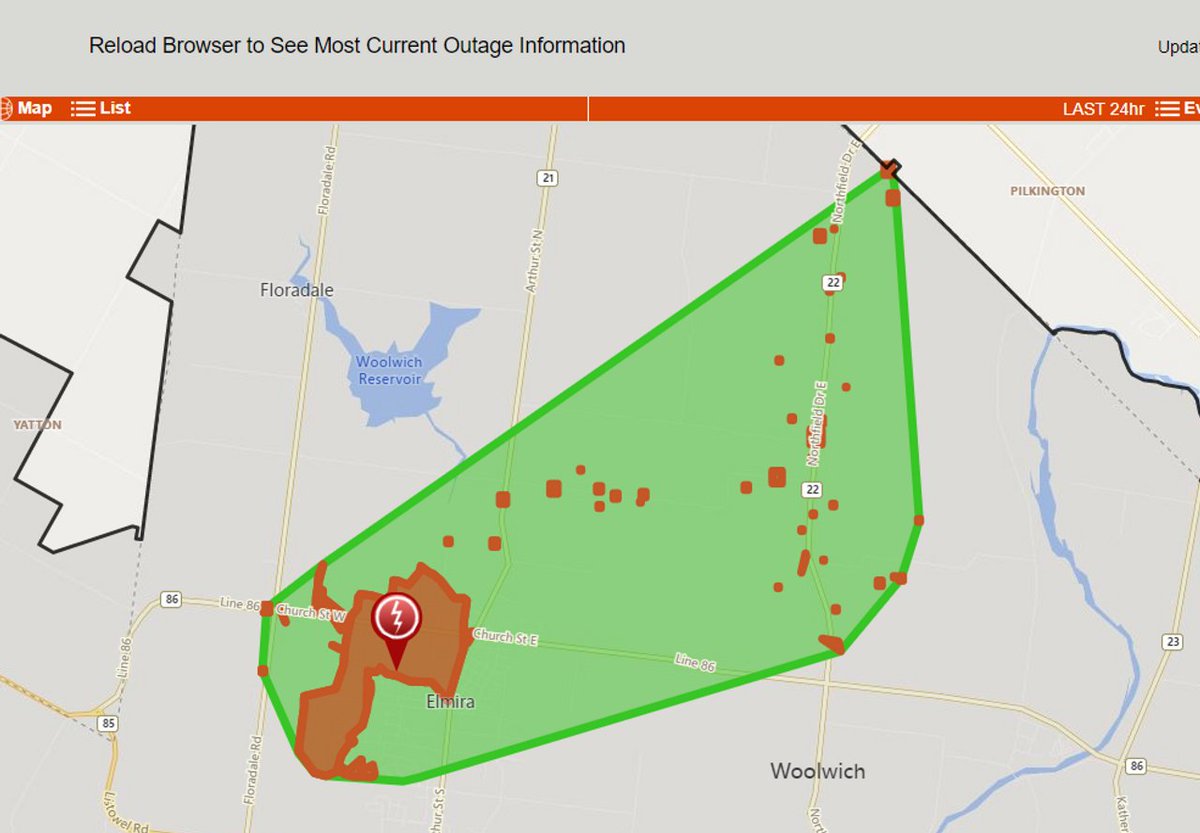 We're aware of an outage impacted approximately 2,500 customers in Elmira. Crews are responding. For more information, and for real-time restoration updates, please visit wnhydro.com/outages