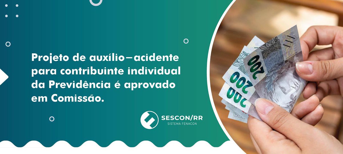 Sesconrr's tweet photo. Foi aprovado, na Comissão de Seguridade Social da Câmara dos Deputados, o PL 1347/15, que visa concessão de auxílio-acidente ao contribuinte individual do Regime Geral de Previdência Social. Saiba mais em https://t.co/ghQeuE7Hct

Fonte: Portal Contábeis e Câmara dos Deputados https://t.co/QVVN7nv5Ic