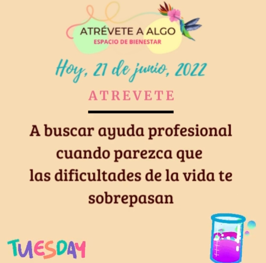 AtreveteaAlgo's tweet photo. Atrévete a Algo...buscar ayuda profesional en esos momentos donde sientes que no das para más, o no ves salida es ser responsable de tu salud mental y emocional. Es ser fuerte y querer en tu vida Bienestar. #SaludMental https://t.co/d8sp7XNDmC