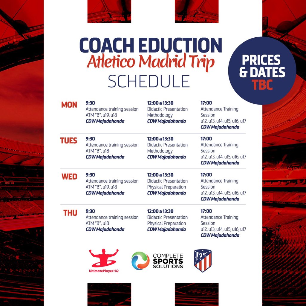 Atletico Madrid Coach Education Trip 🇪🇸 Sneak peak of what is on the way 👀✈️ For more information visit: ultimateplayerhq.com/trip/ #ExclusiveForMembersOnly