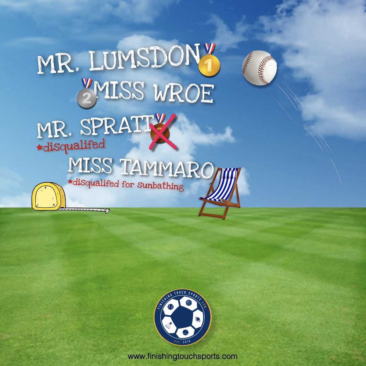 A great day at District Sports! ☀️ 

We found time for an <a href="/ftsportsltd/">Finishing Touch Sports Ltd.</a> ‘throw off’ w/ our Active Schools, <a href="/FleetvilleJnr/">Fleetville Junior</a> &amp; <a href="/Wheatfields_/">Wheatfields Junior School</a> ! ⚾️…

1. Yes, I posted as I won 👀
2. Miss T, how’s the tan? ☀️ 
3. Mr. S, watch that line! ✖️
4. Miss W, 100m sprint Thu for overall win? 😅