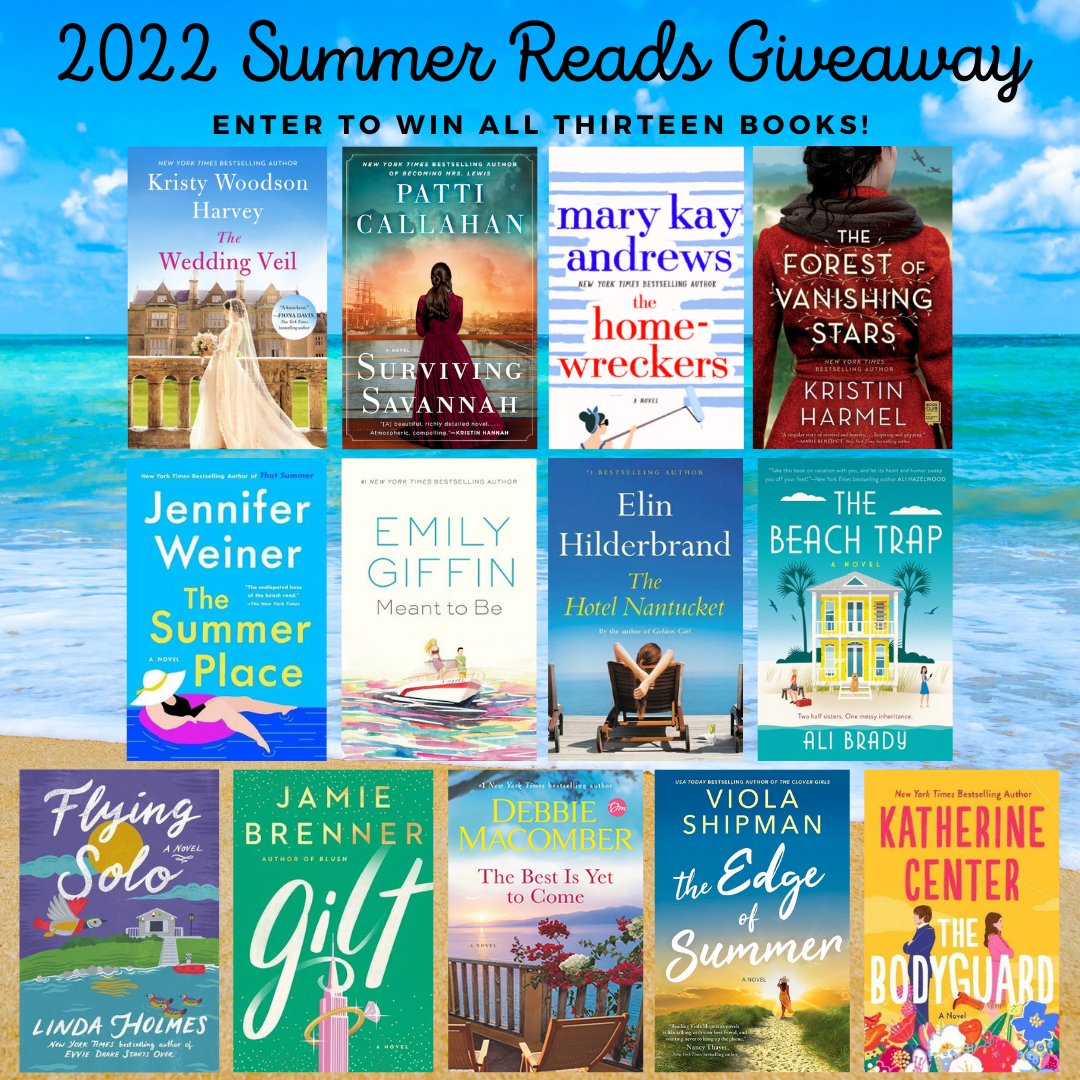 GIVEAWAY ALERT! Enter to win THIRTEEN of the hottest books of Summer 2022! Entry deadline: Mon 6/27/22. One winner of all 13 books will be chosen at random and announced on Tues 6/28/22. Good luck! DETAILS &amp; ENTRY FORM HERE: bit.ly/Summer22Books