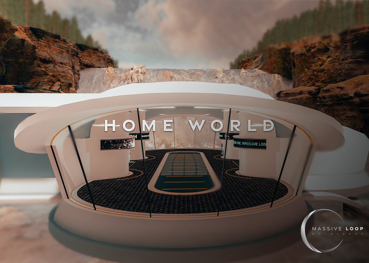 massiveloopvr's tweet photo. HOMEWORLD: Your home away from home. Located at the edge of a waterfall, your Home World will act as your starting location when you enter into the metaverse.

#VR #Metaverse #MassiveLoop #VirtualReality #Home #Tech #MassiveLoop #MLVR https://t.co/DiC8Q6owL0