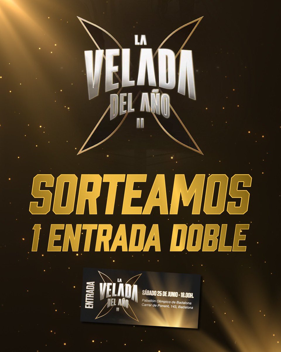 No sé cuántos guantazos se van a repartir pero sí gustazos🤘Os traigo el sorteo más epic de la historia. ¡La última entrada doble para la Velada del año 2!

Solo tienes que:

👋Seguirnos
🔁RT
🤍Utilizar #GustazoDeVelada las veces que quieras

Mañana diremos ganador🤩