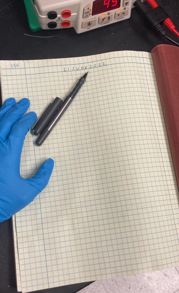 Today is a milestone event: 
For the first time ever, I have completely filled up a lab notebook. 

It only took 3.5 years and several months of global pandemic induced lab shutdown…
Here’s to hoping the next 2ish years of my PhD can be even more productive.