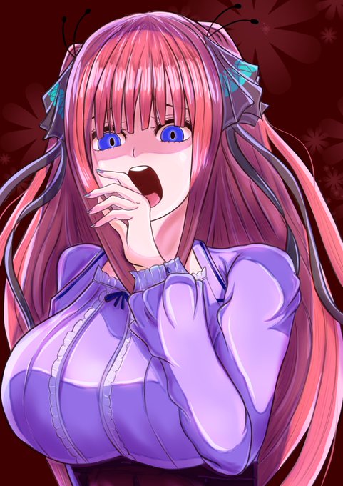 ぽんこつわんこさんがTwitterに投稿した中野二乃(五等分の花嫁)のイラスト。