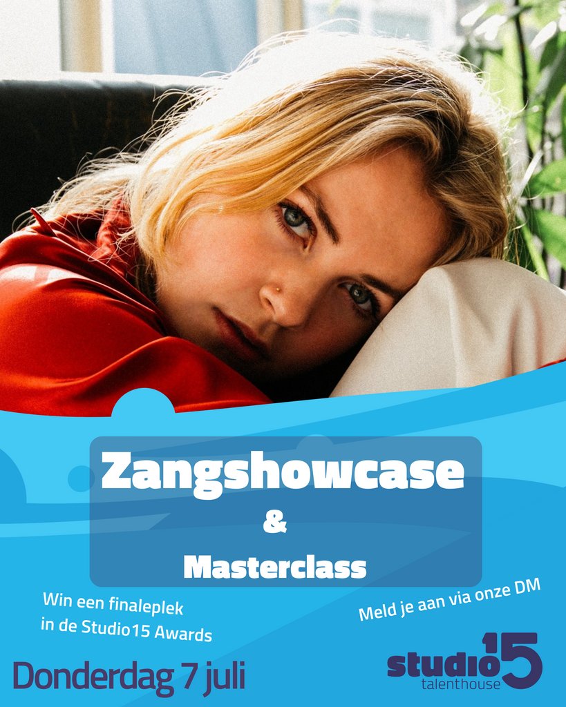 Studio15_Almelo's tweet photo. Hou jij van zingen en wil je meer podiumervaring op doen? De zangshowcase is op 7 juli om 20.00 uur!
⁠
Voorafgaand aan de zangshowcase geeft zangeres en songwriter Philine een masterclass! De masterclass is van 18.30 uur tot 19.30 uur. https://t.co/wpMGvdnAmB