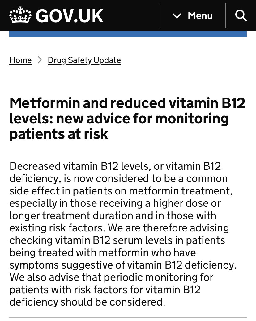 New @MHRAmedicines @MHRAgovuk advice about metformin 💊 and B12 Check it out ⤵️ 🔎 and gov.uk/drug-safety-up…