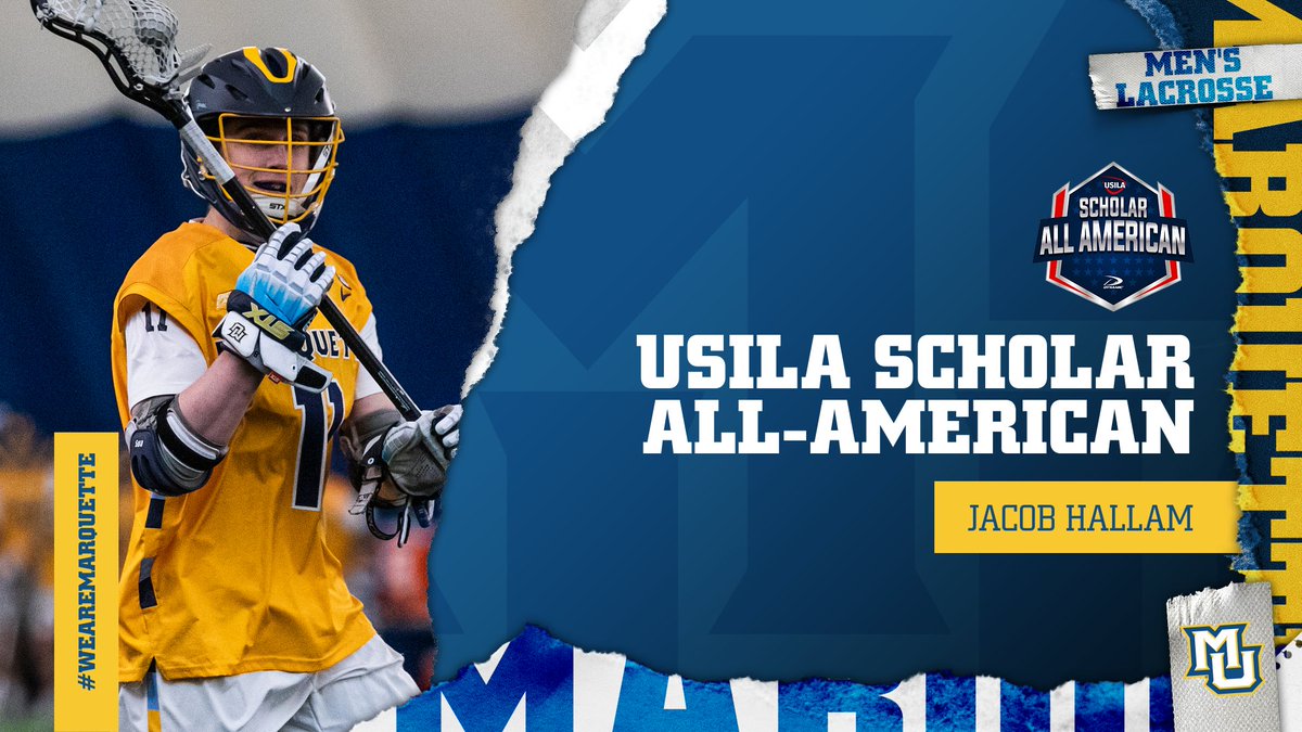 Jacob Hallam is a @USILA_Lax Scholar All-American! And the Golden Eagles earned the USILA Team Academic Award! #WeAreMarquette MORE INFO⤵️ gomarquette.com/news/2022/6/21…