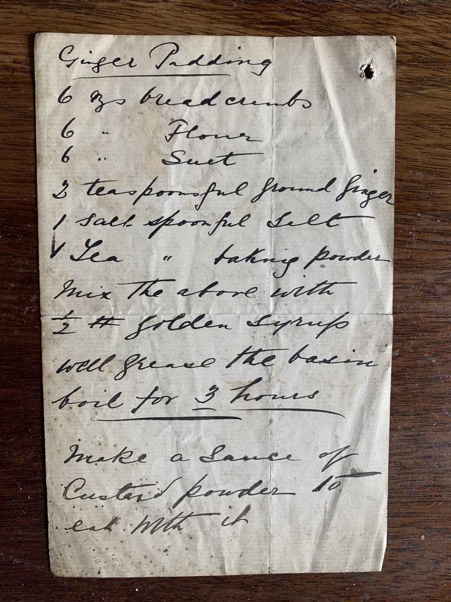 Late Victorian recipes found their way to me from a wonderful visitor. She'd held onto them for 20 years looking for the right home. 

The right home was me! And I'd love to share them with you. 

Blog post coming but first some Ginger Pudding.