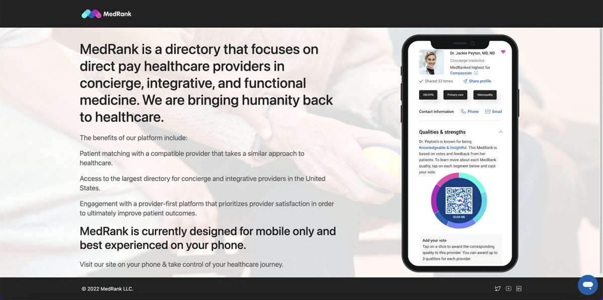 DrEddyClinic's tweet photo. RT @MedRankofficial: Our platform as proof-of-concept is a web-based application that is optimized for mobile browser!
#medrank #conciergemedicine #functionalmedicine #integrativemedicine https://t.co/u9XCUcBMnr