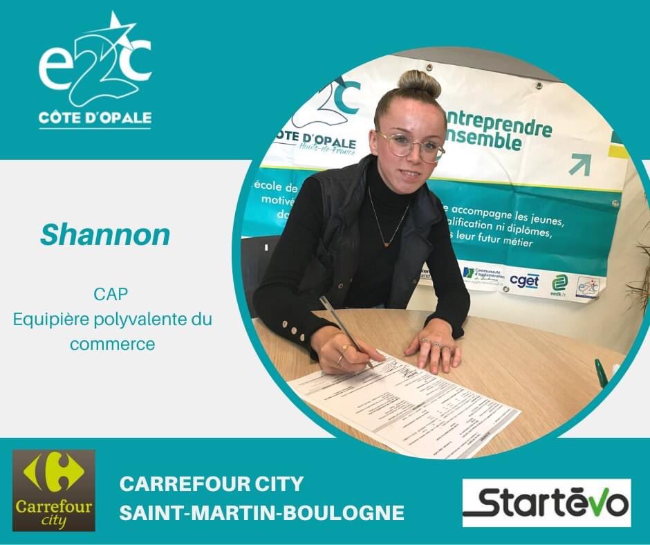 Félicitations Shannon !
Une inscription à l’E2C effectuée 👩🏽‍🎓
Un projet professionnel déterminé 🏋🏻
Un contrat décroché ☀️
Pour un avenir prometteur assuré rejoignez l’E2C!

<a href="/StartevoF/">Startévo Formation</a> @ReseauE2CFrance <a href="/eedk_fr/">Entreprendre Ensemble</a> <a href="/Fonda_Carrefour/">Fondation Carrefour</a>