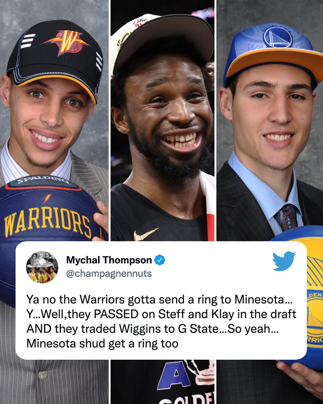 Klay Thompson's Father Hilariously Suggests The Timberwolves Should Get A  Championship Ring: Well, They Passed On Steff And Klay In The Draft And  They Traded Wiggins To G State - Fadeaway World