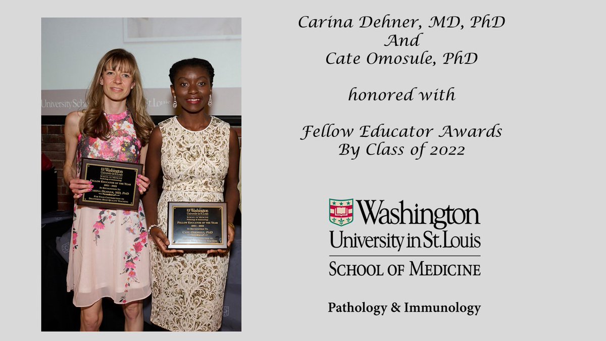 washu_pathology's tweet image. Congratulations @carina_dehner &amp;amp; @Cate_O_PhD on your teaching accomplishments and your Fellow Teaching Award! You both have had a positive impact on so many! @WUSTLmed