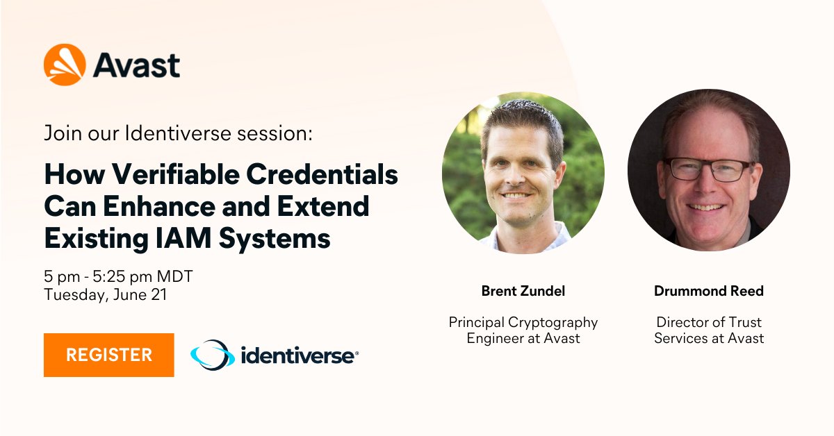 In Denver for #Identiverse?

Be sure to check out our session today at 5pm on how #verifiablecredentials and #IAM can work together, featuring <a href="/brent_zundel/">brent</a> and <a href="/drummondreed/">Drummond Reed</a>: identiverse.com/idv2022/sessio…