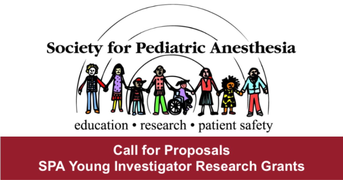 The Society for Pediatric Anesthesia is pleased to announce the availability of Young Investigator Research Grants for the year 2023.
More Info :ow.ly/As3Q50JpeTf
#PedsAnes #PedsPain #PedsICU #PedsCards #COVID19