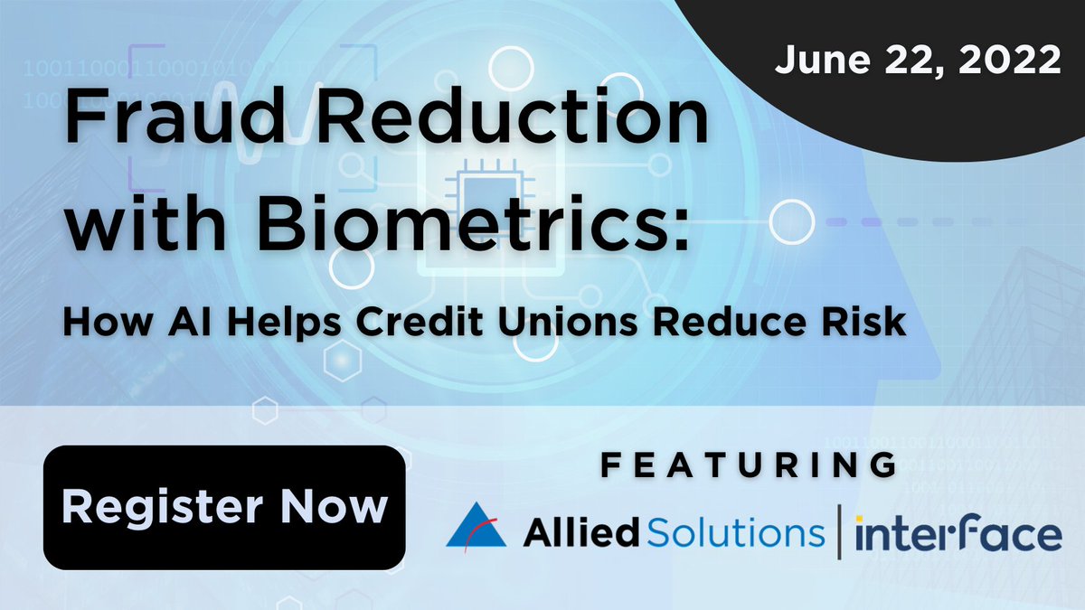 alliedsolutions's tweet image. TOMORROW @NAFCU, Allied and @interfaceAI will team up and cover how AI can help credit unions reduce risk. Don't miss it!

nafcu.org/education-cert…
🕑 2:00 PM ET | 🗓  June 22, 2022
#AlliedSolutions #NAFCU #interfaceai #AI #artificialintelligence #fraud #fraudmitigation