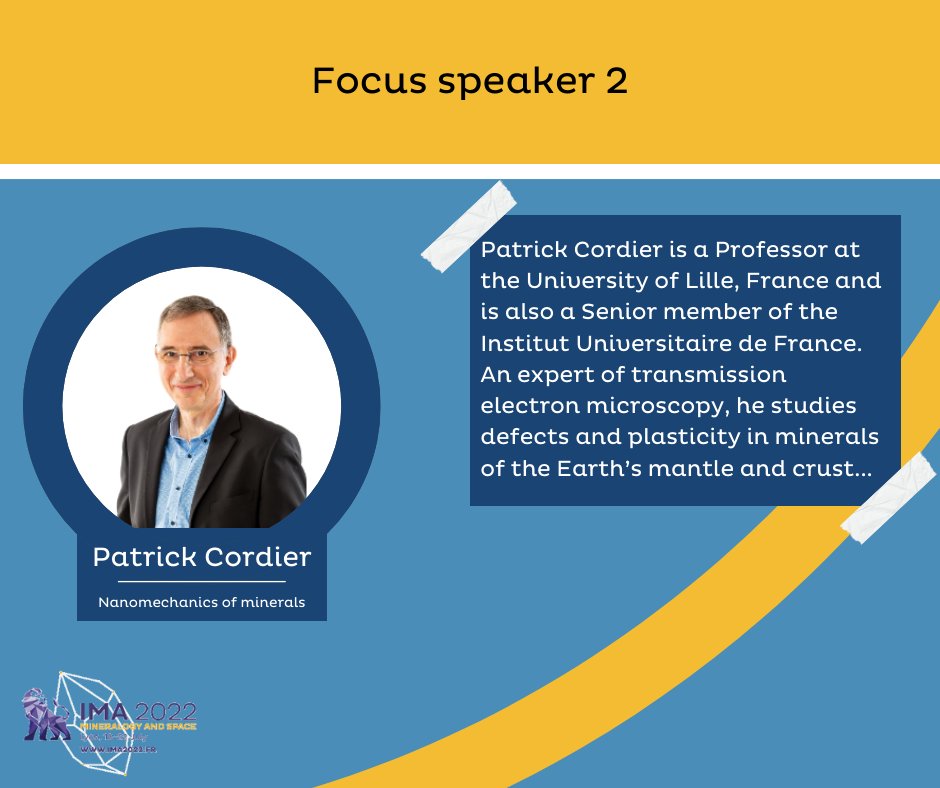 CongressIma's tweet photo. ✔ #IMA2022 Focus Speaker #2 &amp; #3 : Patrick Cordier and Anhuai Lu. Discover more about their themes here 👇

https://t.co/0RgeSfipIM

Make sure to check it out as there is alot of information and knowldege in our program

#Mineralogy #IMA #IMA2022 #Lyon #Mineralogyandspace https://t.co/1oegnVyfR9