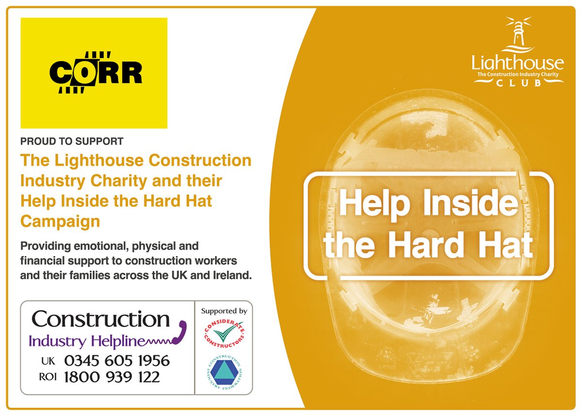 WeAreLHCharity's tweet photo. Thank you so much @ECORRPLANT for supporting our charity! We’re so grateful that you have chosen to Help Inside the Hard Hat.

#mentalhealth #construction #HITHH #charity https://t.co/6QwgsoFtUL