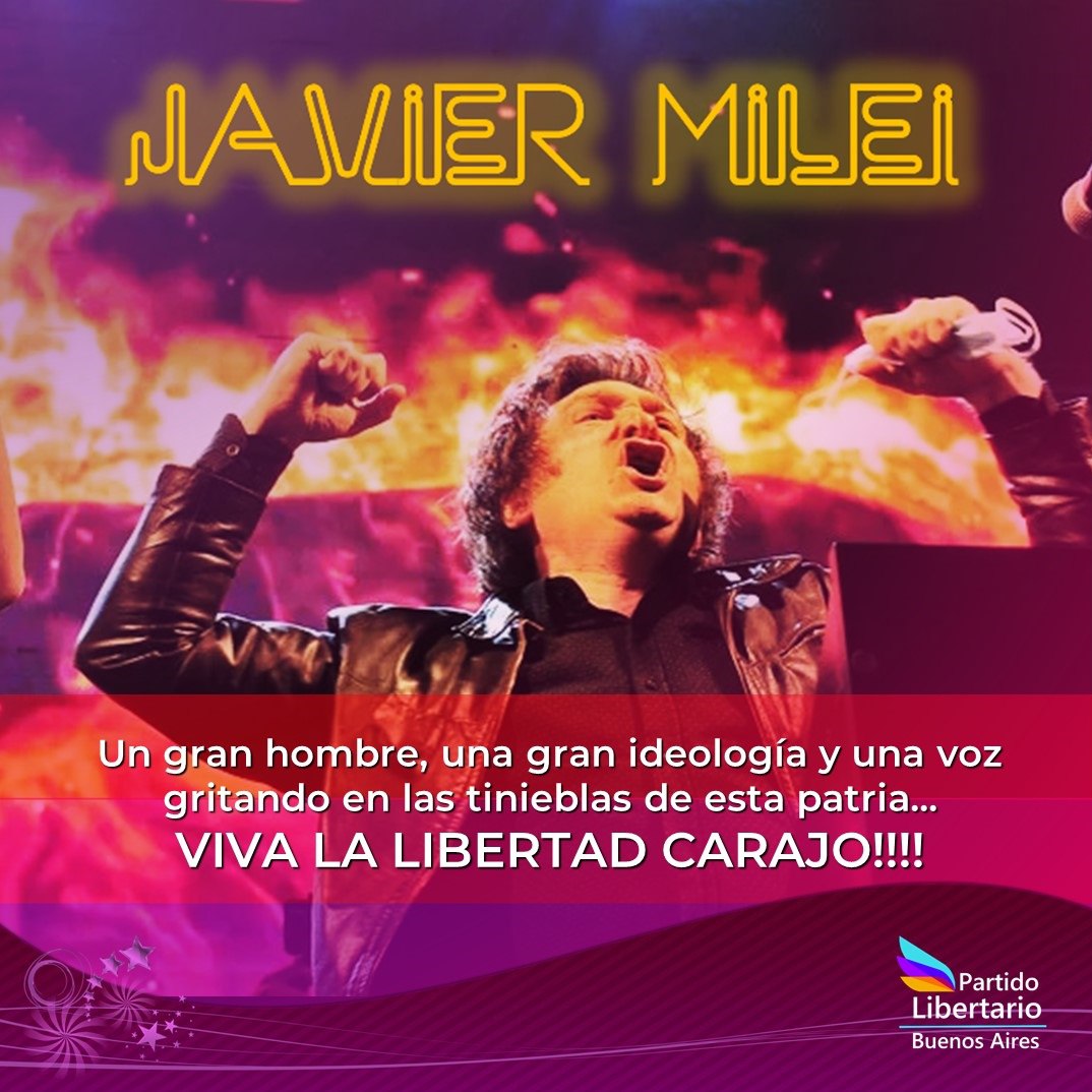 MatanzaPartido1's tweet photo. @JMilei tiene el apoyo del Partido Libertario en todos los rincones de la Argentina y somos los únicos reconocidos por él, como tal! 
No crean en imitaciones falsas!!!! https://t.co/jbNr2JRapy