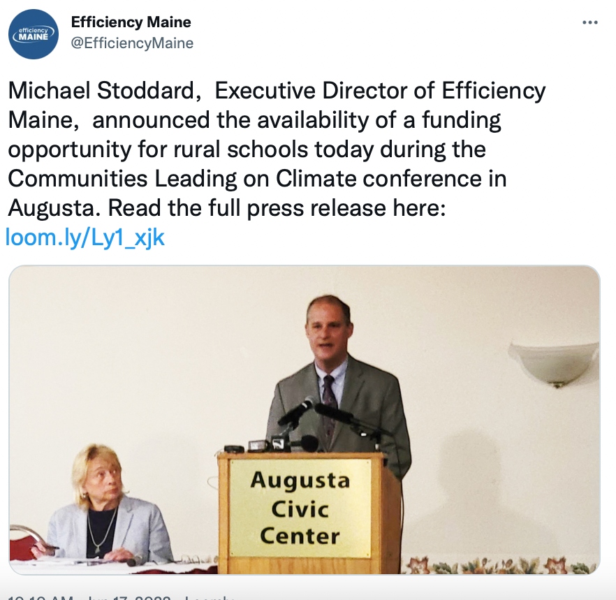 We're really excited about this, @EfficiencyMaine--especially how it can really make a big, big difference for smaller schools around the state. Super excited. Let us know how we can help.